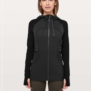 Lululemon Dance Studio Jacket Rib Sleeve, Black/grey, reversible, Size 2